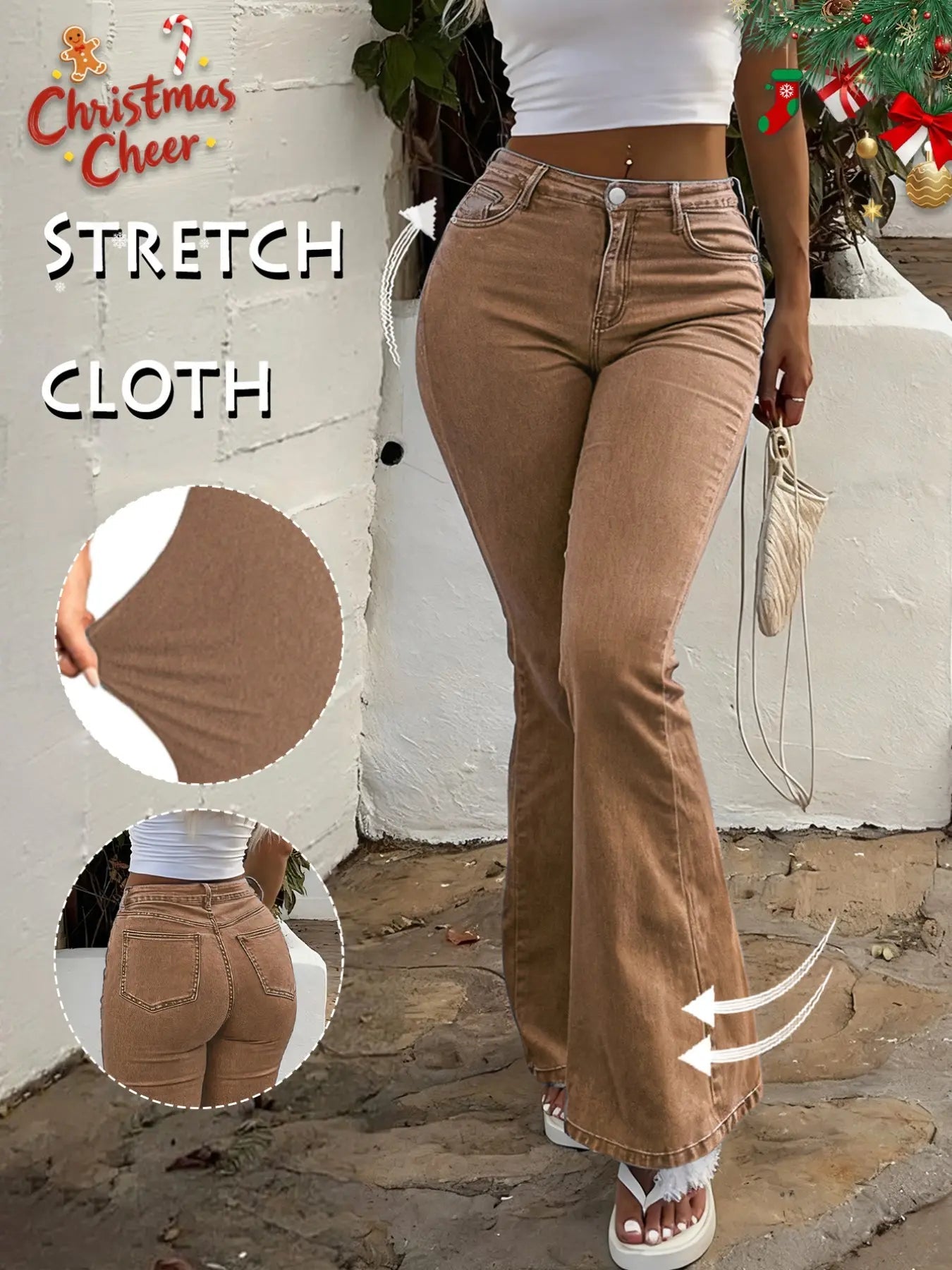 Jean Y2K évasé taille haute pour femme, Jean décontracté en denim avec poches à boutons, Bas pour femme pour le quotidien, Jean 000, Jean femme à la mode et polyvalent, Convient pour le printemps, l'été, l'automne et l'hiver