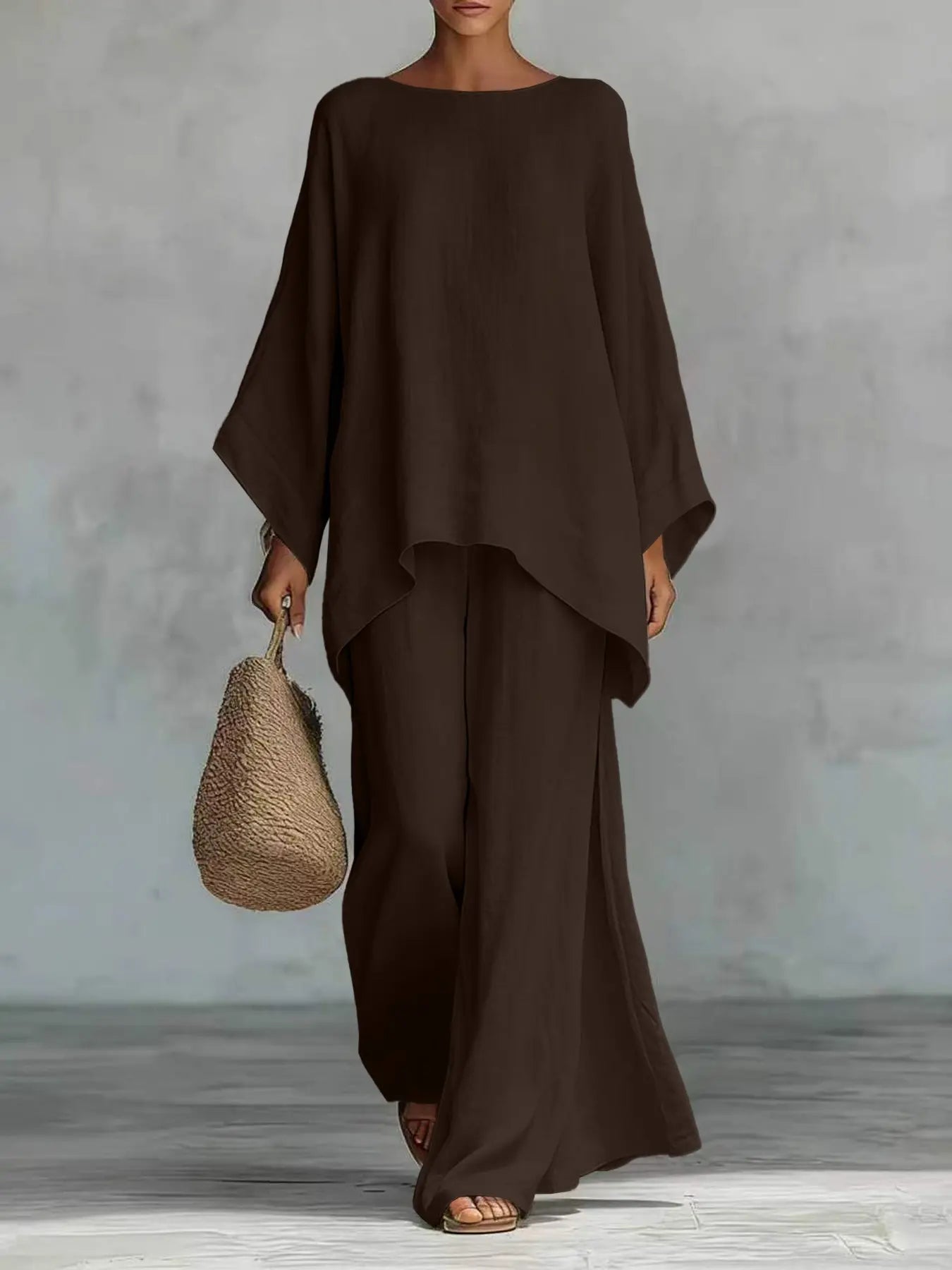 Nouvel ensemble femme : chemise ample et pantalon large