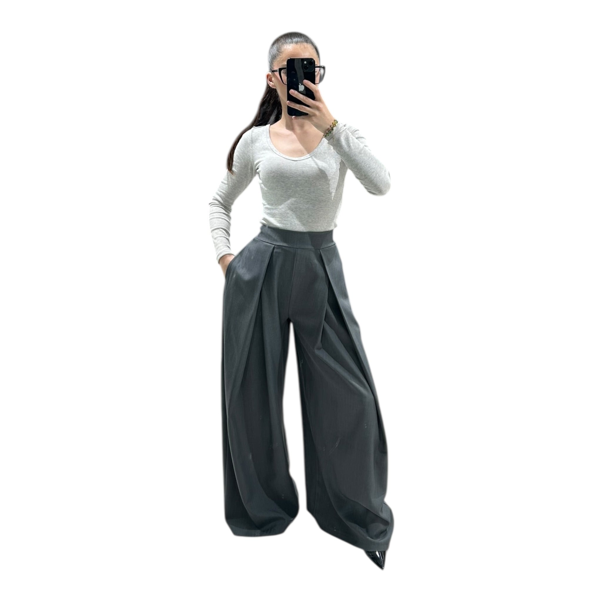 Pantalon Large Femme Taille Haute Fluide Chic Oversize Moderne