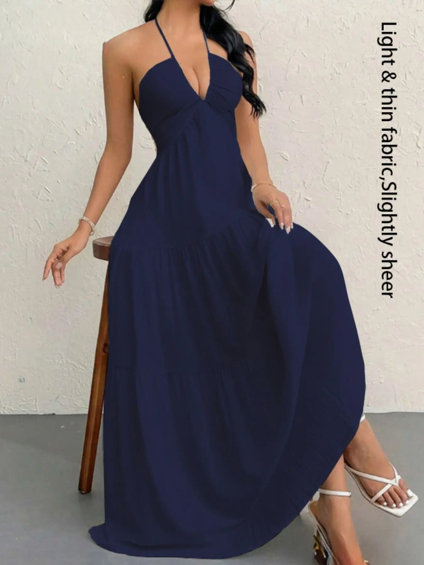 Robe unie pour femme, vêtements d'été pour femme, robe décontractée sans manches et dos nu pour les vacances à la plage, vêtements d'été pour femme