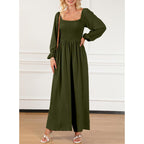 Women's Casual Loose Overalls Jumpsuits One Piece Long Sleeve Wide Leg Long Pant Rompers With Pockets