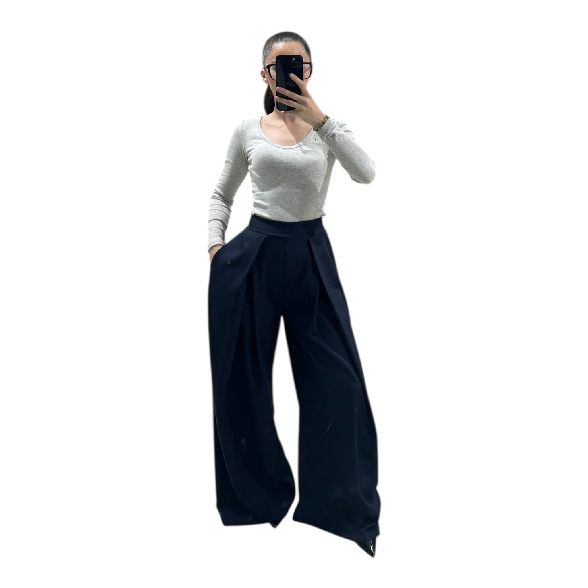 Pantalon Large Femme Taille Haute Fluide Chic Oversize Moderne