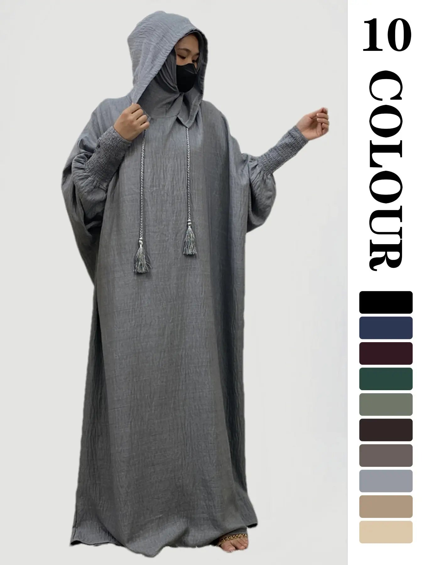 Robe unie à capuche pour femme, robe décontractée à manches longues pour l'automne et l'hiver, vêtements islamiques pour femme à porter au quotidien, vêtements modestes musulmans
