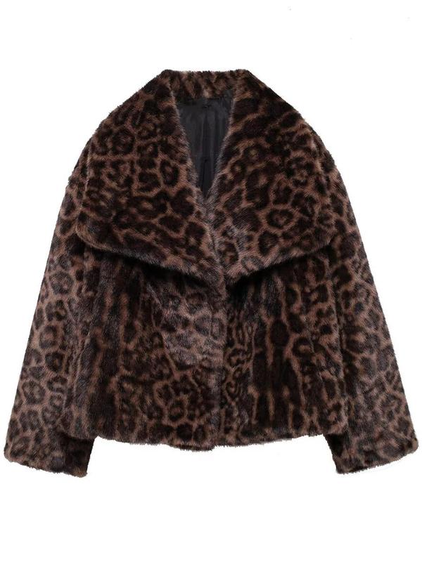 Veste en fausse fourrure unie pour femme, manteau décontracté à col et manches longues pour l'automne et l'hiver, vêtements quotidiens pour femme, hauts mignons