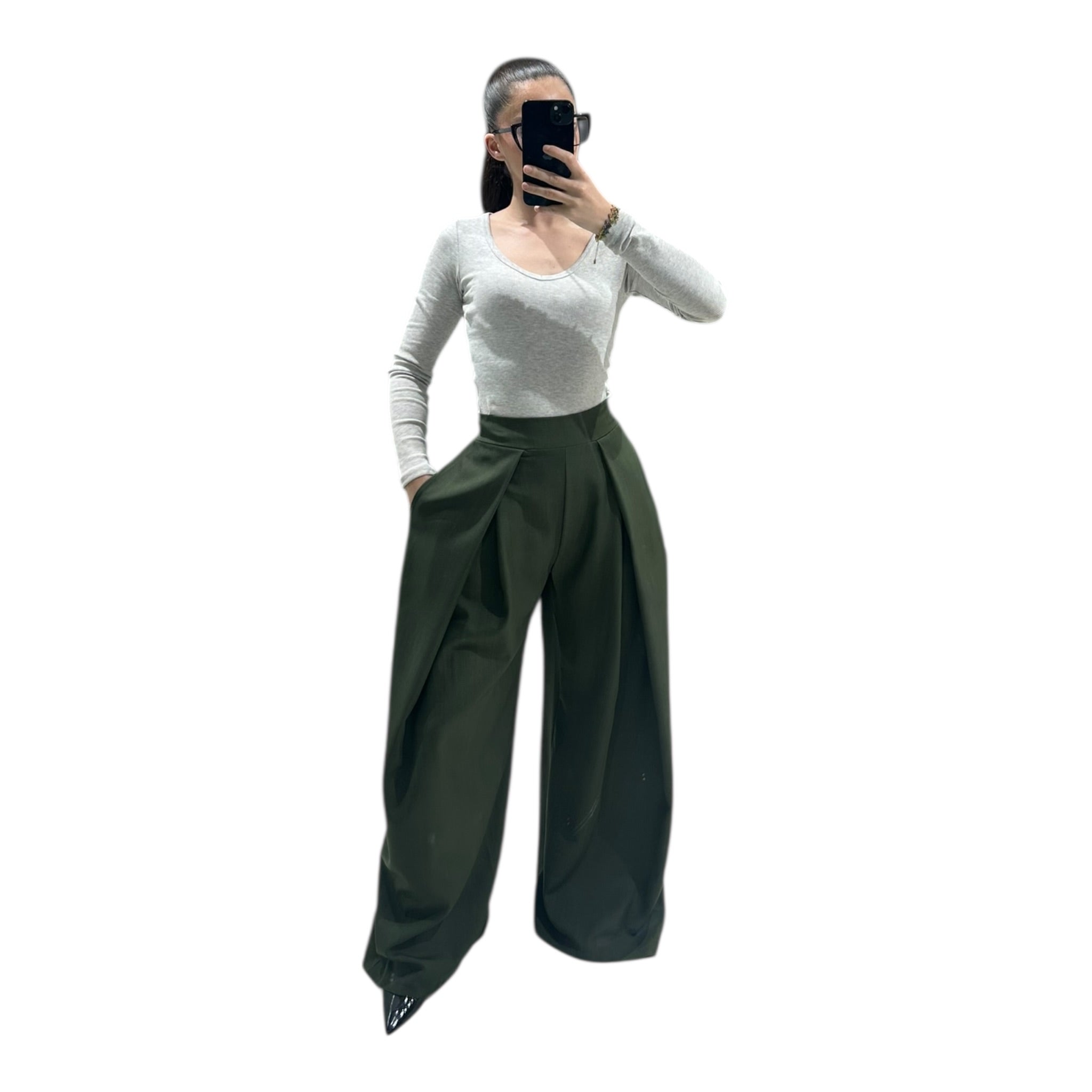 Pantalon Large Femme Taille Haute Fluide Chic Oversize Moderne